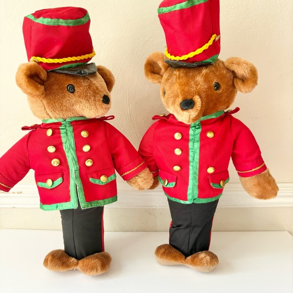 Vintage Kurt Adler Christmas Plush Nutcracker Bears Pair Tall 21”